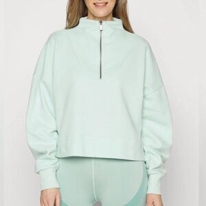 NWT Sweaty Betty Nestle Up Half Zip Sweatshirt Pearl Blue Medium (8-10)